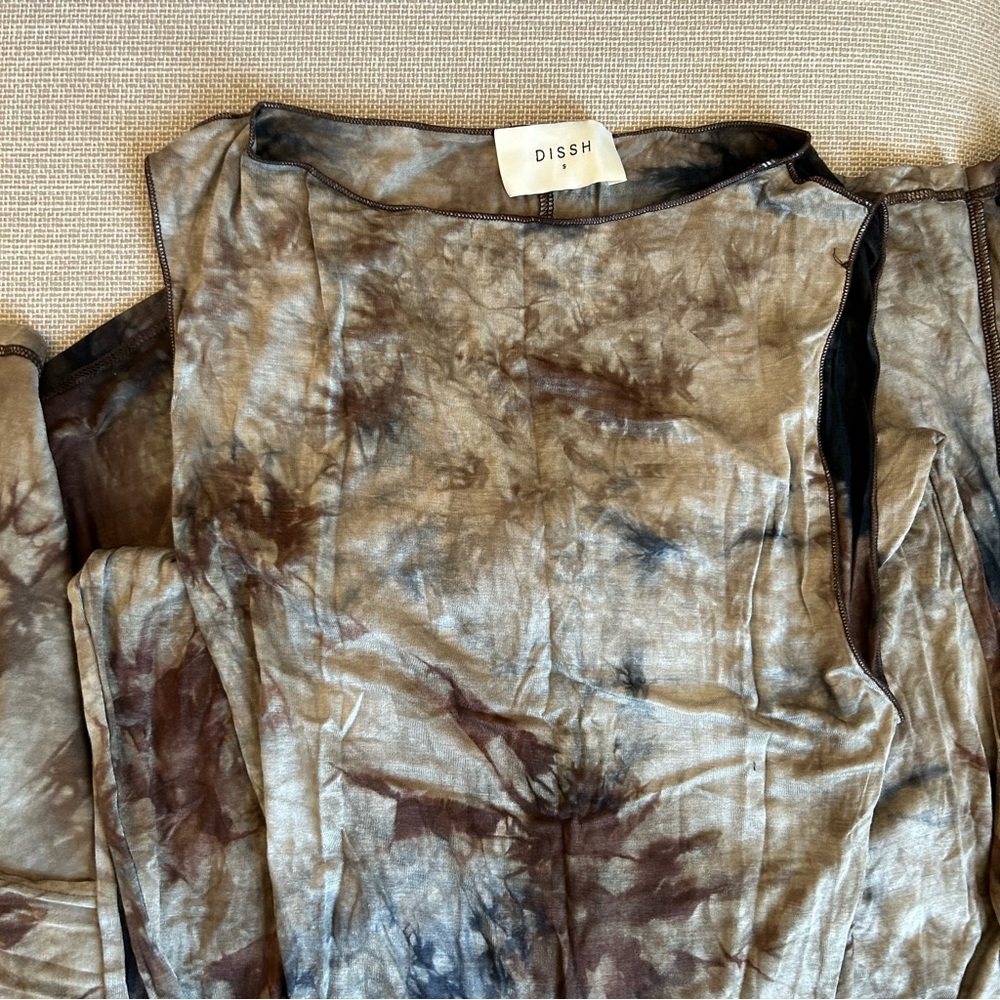 NEW DISSH Sawyer Tie-Dye Midi/Maxi Dress - Taupe Beige Blue - Picture 6 of 10